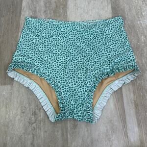 Kortni Jean Cut High bikini Bottoms in Blue Ditsy Floral